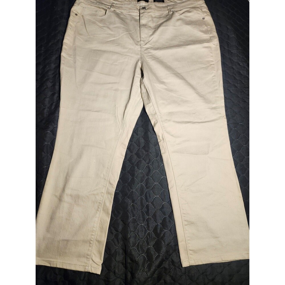 Susan Graver Straight Leg Cream Khaki Denim Jeans Size 22W #103
